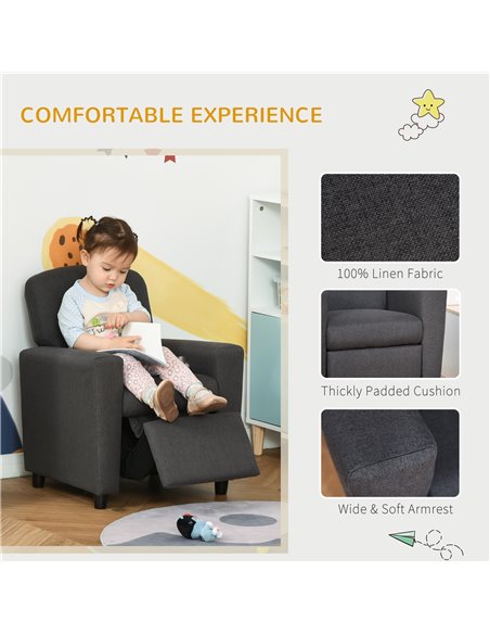 HOMCOM 2 in 1 design Kids Sofa Armchair with Footrest, Grey 310-051V70CG - pic 27775 | FastDaddyshop