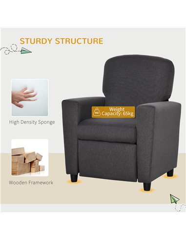HOMCOM 2 in 1 design Kids Sofa Armchair with Footrest for Children Playroom Bedroom Living Room, 55 x 50 x 67cm, Grey