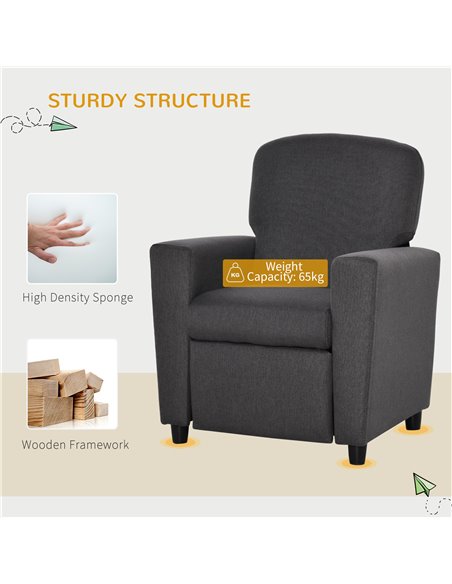 HOMCOM 2 in 1 design Kids Sofa Armchair with Footrest for Children Playroom Bedroom Living Room, 55 x 50 x 67cm, Grey - pic 27776 | FastDaddyshop