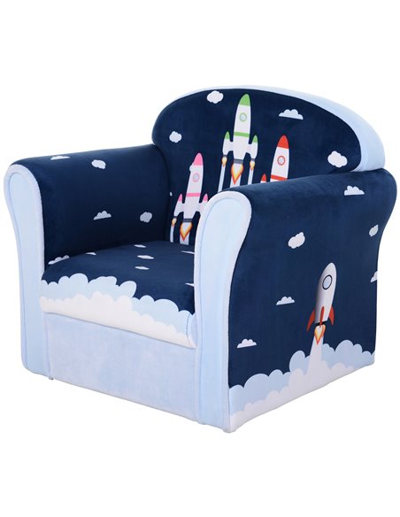 HOMCOM Children Chair Armchair Single Sofa,  50 x 39 x 44cm, for 18M+, Blue - pic 27780 | FastDaddyshop