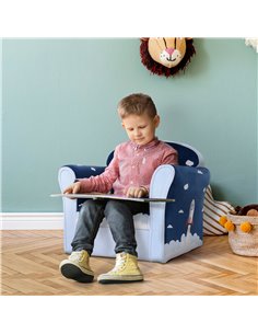 HOMCOM Children Chair Armchair Single Sofa,  50 x 39 x 44cm, for 18M+, Blue 2