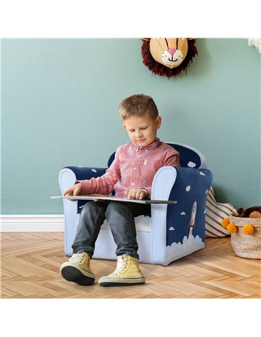 HOMCOM Children Chair Armchair Single Sofa,  50 x 39 x 44cm, for 18M+, Blue