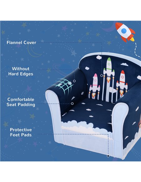 HOMCOM Children Chair, Armchair, Single Sofa, Blue 310-026V70BU - pic 27783 | FastDaddyshop