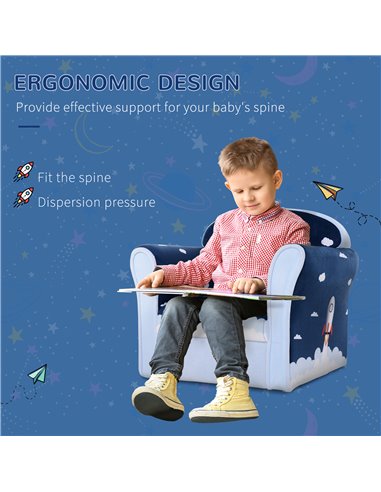 HOMCOM Children Chair, Armchair, Single Sofa, Blue 310-026V70BU