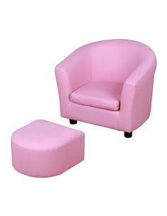 HOMCOM Kids Toddler Sofa Children's Armchair Footstool with Thick Padding, Anti-skid Foot Pads, 30 x 28 x 21cm, Pink