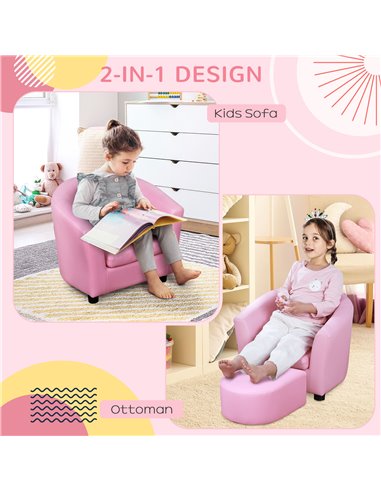 HOMCOM Kids Toddler Sofa, Children's Armchair, Pink 310-036V70PK