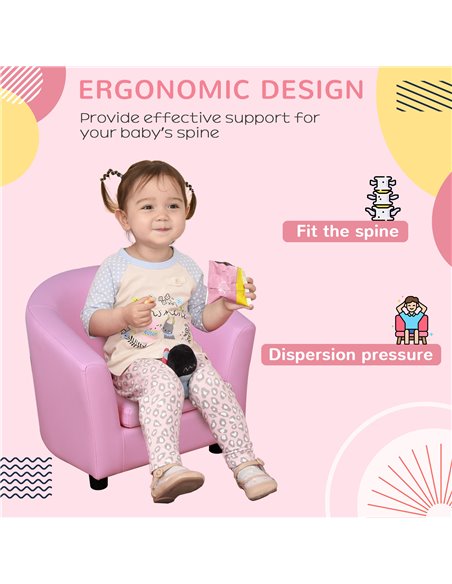 HOMCOM Kids Toddler Sofa, Children's Armchair, Pink 310-036V70PK - pic 27793 | FastDaddyshop