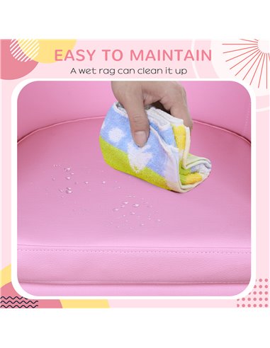 HOMCOM Kids Toddler Sofa Children's Armchair Footstool with Thick Padding, Anti-skid Foot Pads, 30 x 28 x 21cm, Pink