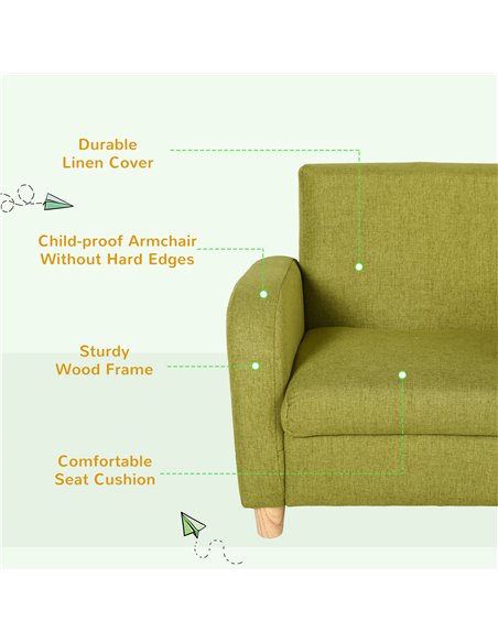 HOMCOM Kids Children's Armchair Mini Sofa, Green 310-043V70GN - pic 27801 | FastDaddyshop