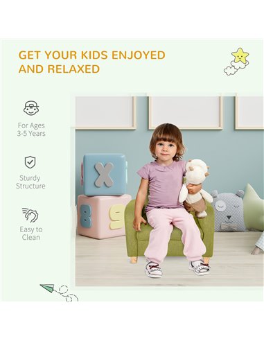 HOMCOM Children Armchair Mini Sofa Wood Frame Anti-Slip Legs High Back