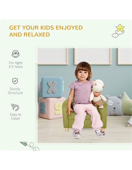 HOMCOM Children Armchair Mini Sofa Wood Frame Anti-Slip Legs High Back - pic 27803 | FastDaddyshop