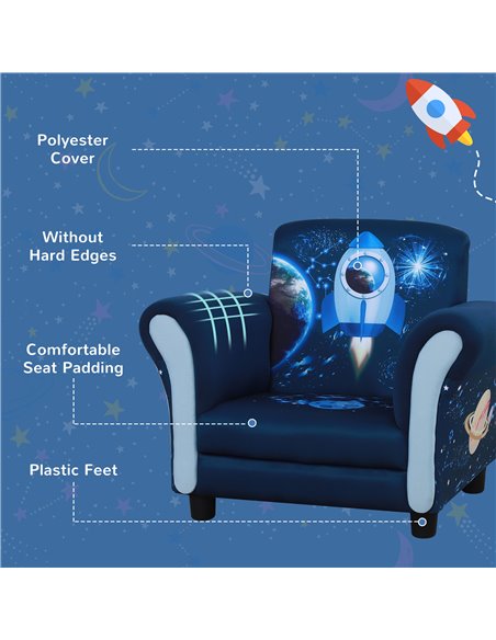 HOMCOM Child Armchair Kids Mini Sofa Chair with Armrest, Blue 310-038V70BU - pic 27819 | FastDaddyshop