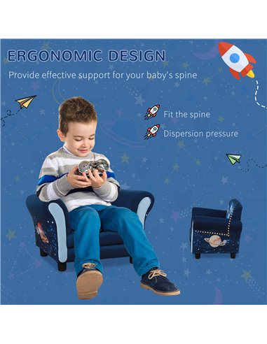 HOMCOM Child Armchair Kids Mini Sofa Chair with Armrest, Blue 310-038V70BU