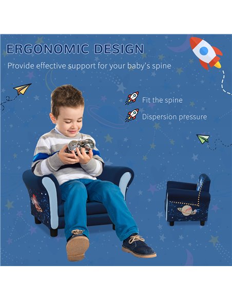 HOMCOM Child Armchair Kids Mini Sofa Chair with Armrest, Blue 310-038V70BU - pic 27820 | FastDaddyshop