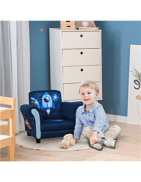 HOMCOM Child Armchair Kids Mini Sofa Chair with Armrest, 59.5 x 43 x 46.5cm, Blue - pic 27822 | FastDaddyshop