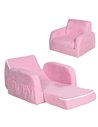 HOMCOM 2 In 1 Kids Armchair Sofa Bed Fold Out Padded Wood Frame Bedroom, Pink