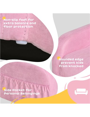 HOMCOM 2 In 1 Kids Armchair Sofa Bed Fold Out Padded Wood Frame Bedroom, Pink