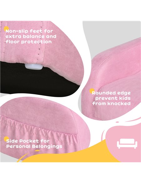 HOMCOM 2 In 1 Kids Armchair Sofa Bed Fold Out Padded Wood Frame Bedroom, Pink - pic 27830 | FastDaddyshop