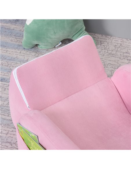 HOMCOM 2 In 1 Kids Armchair Sofa Bed Fold Out Padded Wood Frame Bedroom, Pink - pic 27832 | FastDaddyshop