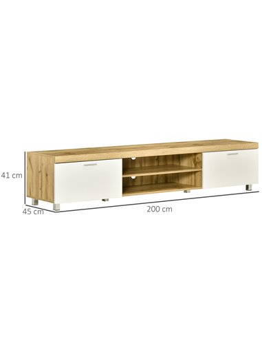 HOMCOM Modern TV Unit for TVs up to 90 Inches with Drawer Shelf, Oak and White