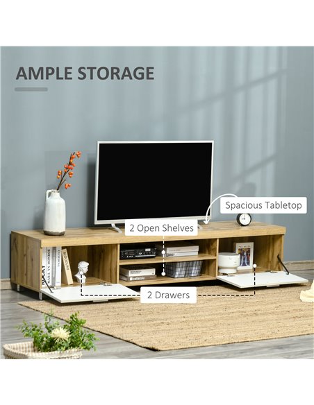 HOMCOM Modern TV Unit for TVs up to 90 Inches, Oak and White 839-257 - pic 27837 | FastDaddyshop