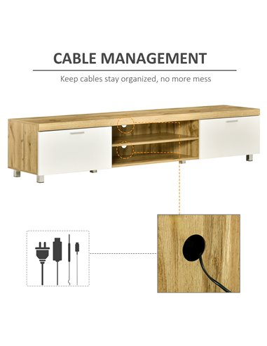 HOMCOM Modern TV Unit for TVs up to 90 Inches, Oak and White 839-257