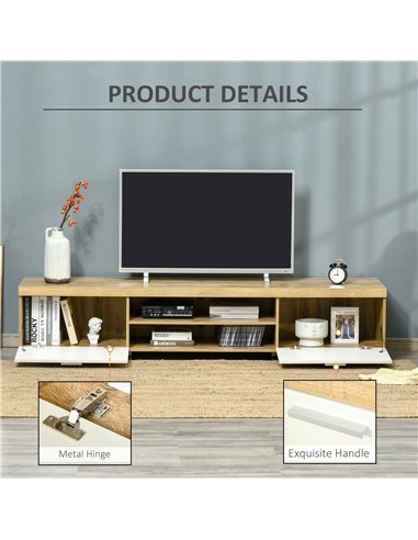 HOMCOM Modern TV Unit, TV Cabinet for TVs up to 90 Inches,  Entertainment Center with Drawer Shelf for Living Room, Bedroom, Oak