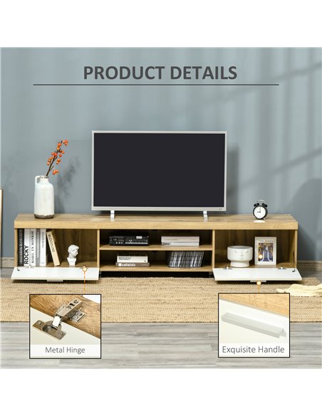 HOMCOM Modern TV Unit, TV Cabinet for TVs up to 90 Inches,  Entertainment Center with Drawer Shelf for Living Room, Bedroom, Oak - pic 27839 | FastDaddyshop