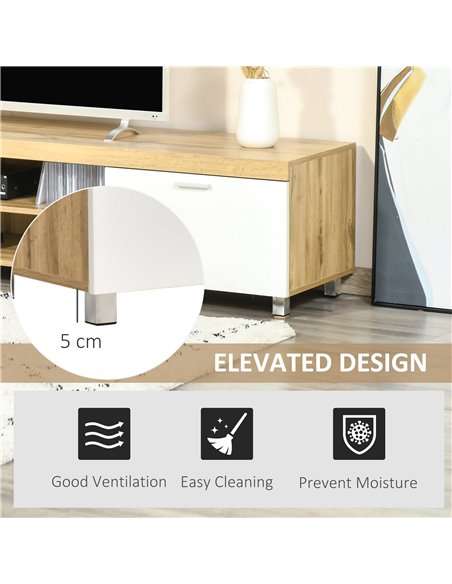 HOMCOM Modern TV Unit, TV Cabinet for TVs up to 90 Inches,  Entertainment Center with Drawer Shelf for Living Room, Bedroom, Oak - pic 27840 | FastDaddyshop