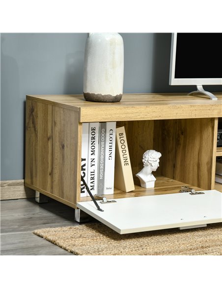 HOMCOM Modern TV Unit, TV Cabinet for TVs up to 90 Inches,  Entertainment Center with Drawer Shelf for Living Room, Bedroom, Oak - pic 27842 | FastDaddyshop