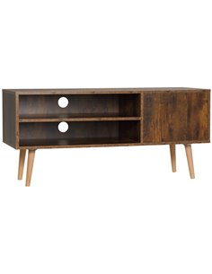 HOMCOM TV Unit Cabinet for TVs up to 55 Inches, TV Stand with Cupboard and Storage Shelves, Cable Holes for Living Room, Brown