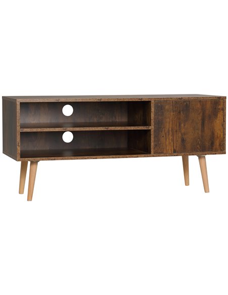 HOMCOM TV Unit Cabinet for TVs up to 55 Inches, TV Stand with Cupboard and Storage Shelves, Cable Holes for Living Room, Brown - pic 27843 | FastDaddyshop