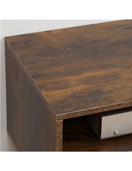 HOMCOM TV Unit Cabinet for TVs up to 55 Inches, TV Stand with Cupboard and Storage Shelves, Cable Holes for Living Room, Brown - pic 27851 | FastDaddyshop