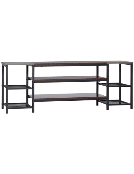 HOMCOM TV Unit Cabinet for TVs up to 65 Inches, Industrial TV Stand with Storage Shelves for Living Room, Brown and Grey - pic 27852 | FastDaddyshop