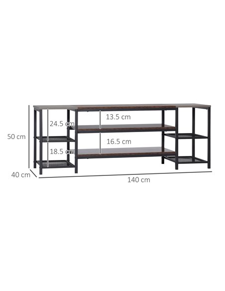 HOMCOM TV Unit Cabinet for TVs up to 65 Inches, Industrial TV Stand with Storage Shelves for Living Room, Brown and Grey - pic 27854 | FastDaddyshop