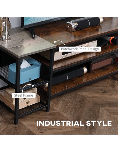 HOMCOM Industrial TV Unit for TVs up to 65 Inches, Brown and Grey 839-539V01RB