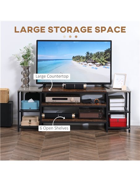 HOMCOM Industrial TV Unit for TVs up to 65 Inches, Brown and Grey 839-539V01RB - pic 27856 | FastDaddyshop