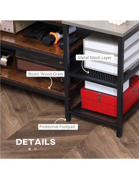 HOMCOM TV Unit Cabinet for TVs up to 65 Inches, Industrial TV Stand with Storage Shelves for Living Room, Brown and Grey - pic 27857 | FastDaddyshop