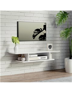 HOMCOM Floating TV Unit Stand for TVs up to 40", Wall Mounted Media Console with Storage Shelf, Entertainment Center, White 2
