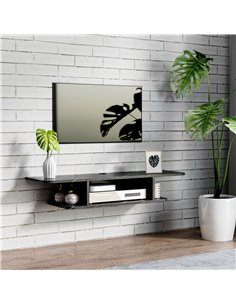HOMCOM Floating TV Unit Stand for TVs up to 40", Wall Mounted Media Console with Storage Shelf, Entertainment Center, Black 2