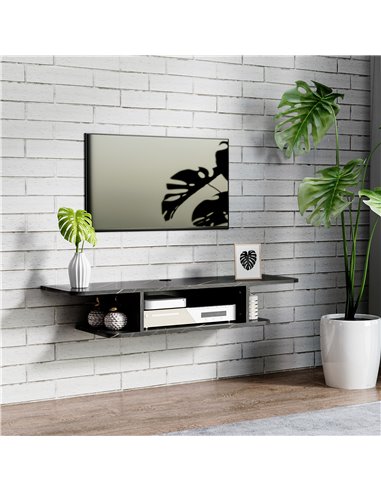 HOMCOM Floating TV Unit Stand for TVs up to 40", Wall Mounted Media Console with Storage Shelf, Entertainment Center, Black