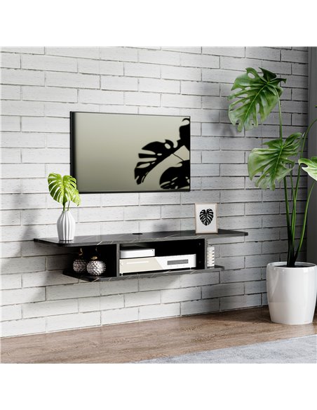 HOMCOM Floating TV Unit Stand for TVs up to 40", Wall Mounted Media Console with Storage Shelf, Entertainment Center, Black - pic 27880 | FastDaddyshop