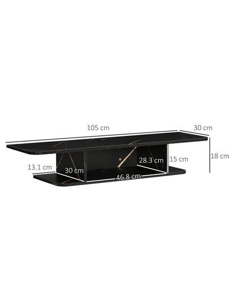 HOMCOM Floating TV Unit Stand for TVs up to 40", Wall Mounted Media Console with Storage Shelf, Entertainment Center, Black - pic 27881 | FastDaddyshop