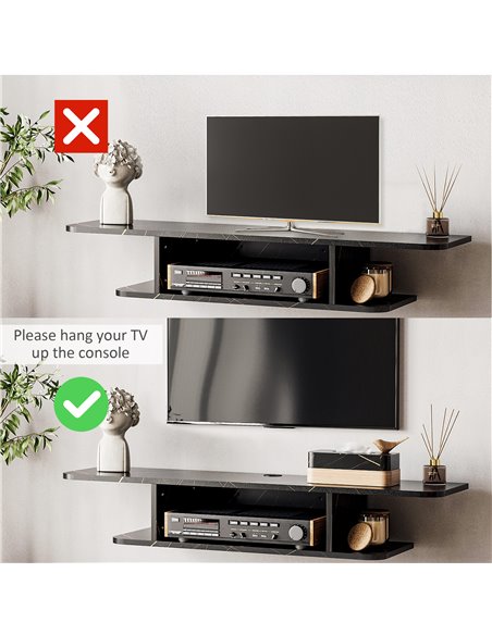HOMCOM Floating TV Unit Stand for TVs up to 40", Black 839-532V00BK - pic 27883 | FastDaddyshop