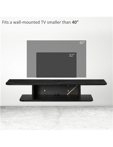 HOMCOM Floating TV Unit Stand for TVs up to 40", Wall Mounted Media Console with Storage Shelf, Entertainment Center, Black