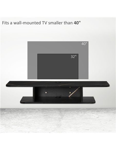 HOMCOM Floating TV Unit Stand for TVs up to 40", Wall Mounted Media Console with Storage Shelf, Entertainment Center, Black - pic 27884 | FastDaddyshop