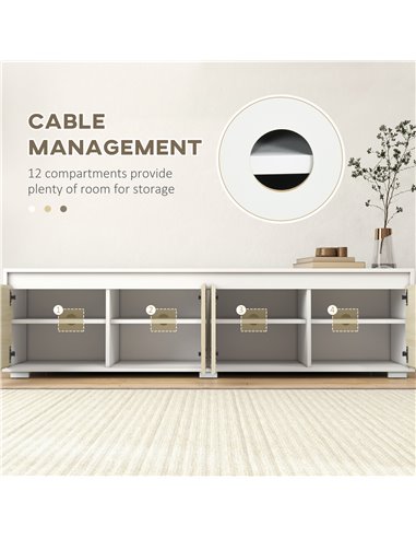 HOMCOM 2 Pieces Freestanding TV Unit Set with Wall Cabinet for 70-inch TVs, White & Natural