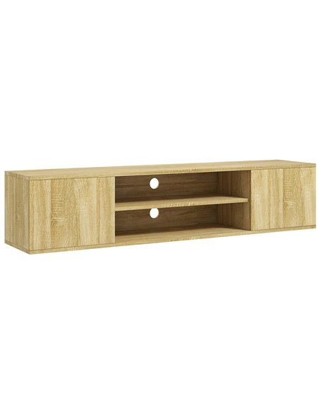 HOMCOM Floating TV Stand Cabinet for TVs up to 60" with Open Shelf, Storage Cupboards and Cable Management, Natural - pic 27906 | FastDaddyshop
