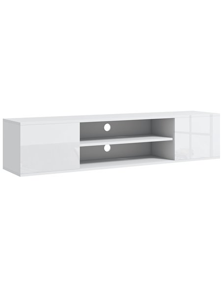 HOMCOM Floating TV Stand Cabinet for TVs up to 60" with Open Shelf, Storage Cupboards, Cable Management, White - pic 27915 | FastDaddyshop