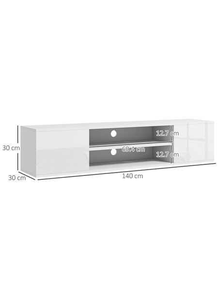 HOMCOM Floating TV Stand Cabinet for TVs up to 60" with Open Shelf, Storage Cupboards, Cable Management, White - pic 27917 | FastDaddyshop